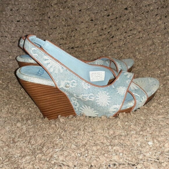 UGG-Hazel-Denim Blue-Platform Wedge Sandals/Shoes-Sz 5.5-Near Mint - Picture 4 of 7
